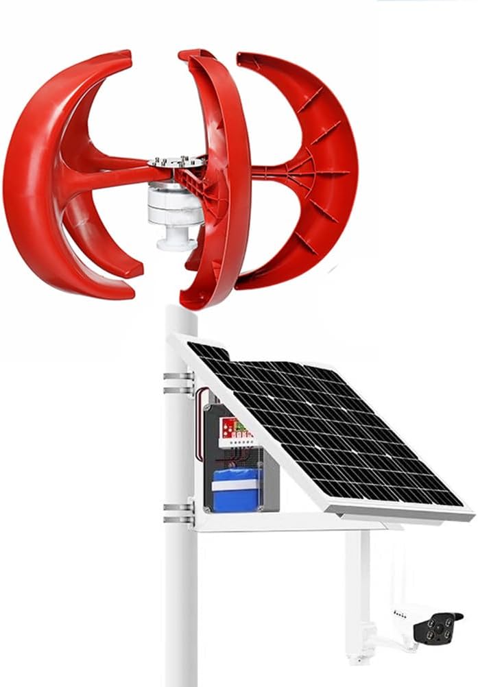 Wind Turbine 12V24V 48V 12000W Wind Turbine Generator red Lantern Vertical Axis Garden Boat Wind Generator 5 Leaves Wind Turbine Kit with Controller