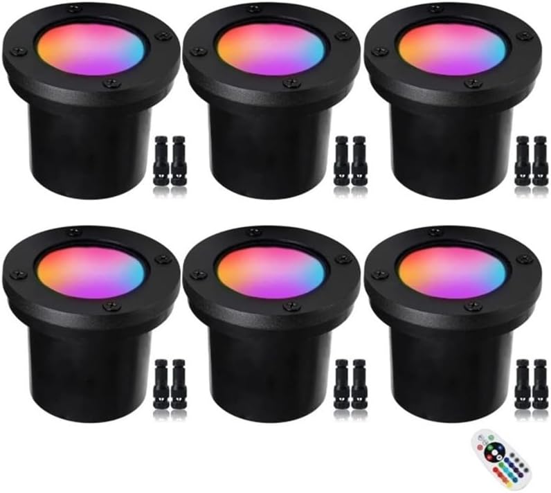 Fengyan Home Bulbs 6pcs/lot Black In-Ground Light 10w RGB/Warm White Buried Light Black RGBW Square Light RF Control Illuminated Tree Light Household Lamp (Color : 10W 12-24v RGBW)