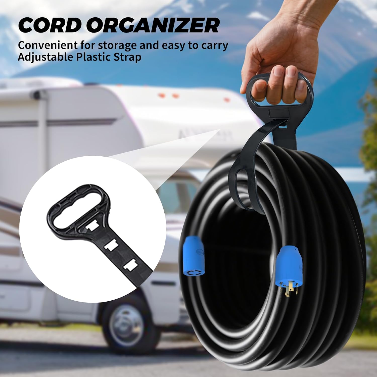 50FT 30 Amp Generator Cord, 4 Prong NEMA L14-30P/L14-30R Generator Extention Cord, Twist Lock Heavy Duty 10 Gauge Outdoor Extension Cable for RV Camper and Generator to House, ETL Listed