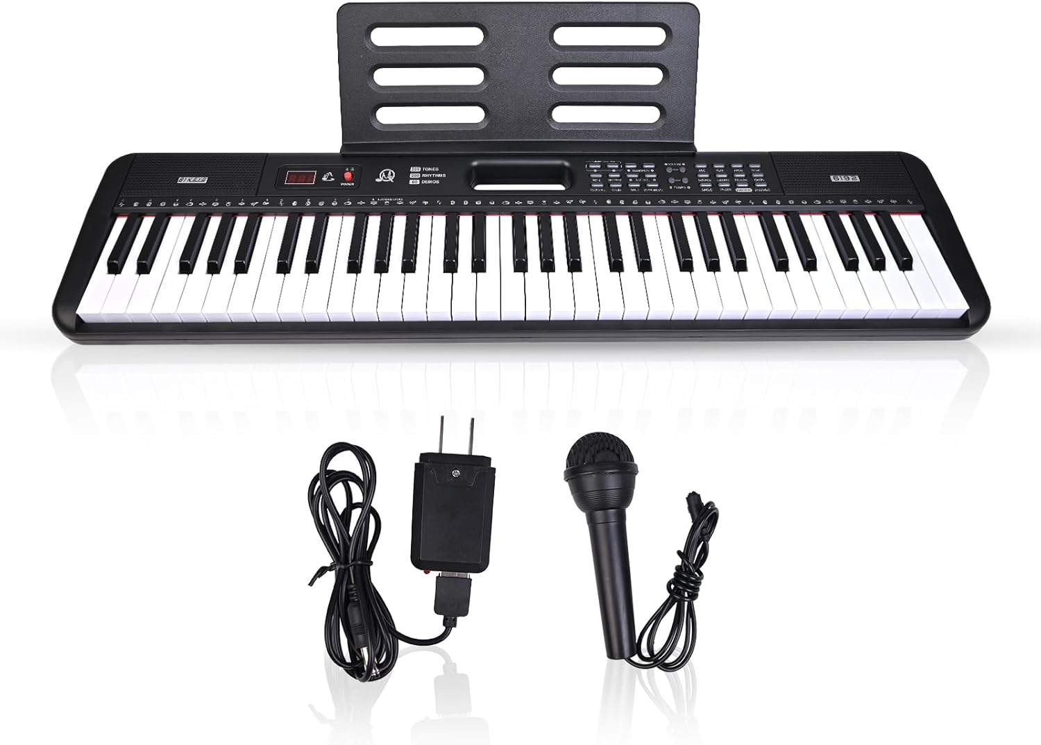 61 keys piano keyboard, Electronic Digital Piano Music Keyboard with Microphone, Sheet Music Stand and Power Supply, Portable Keyboard Piano Gift for Beginners