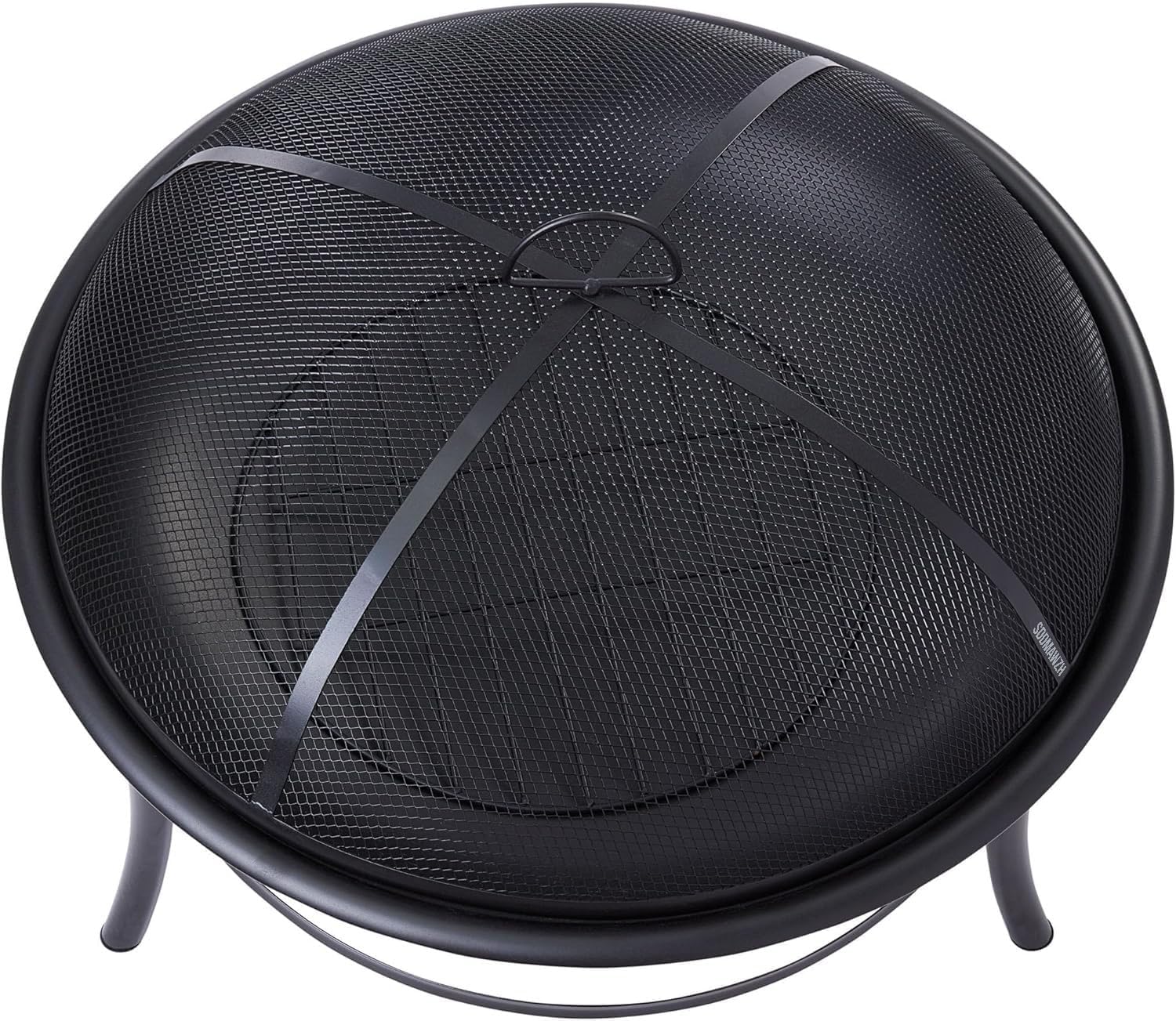 26-Inch Round Iron Outdoor Wood Burning Fire Pit with Spark Screen & Poker, Portable for Patio, Backyard, and Camping