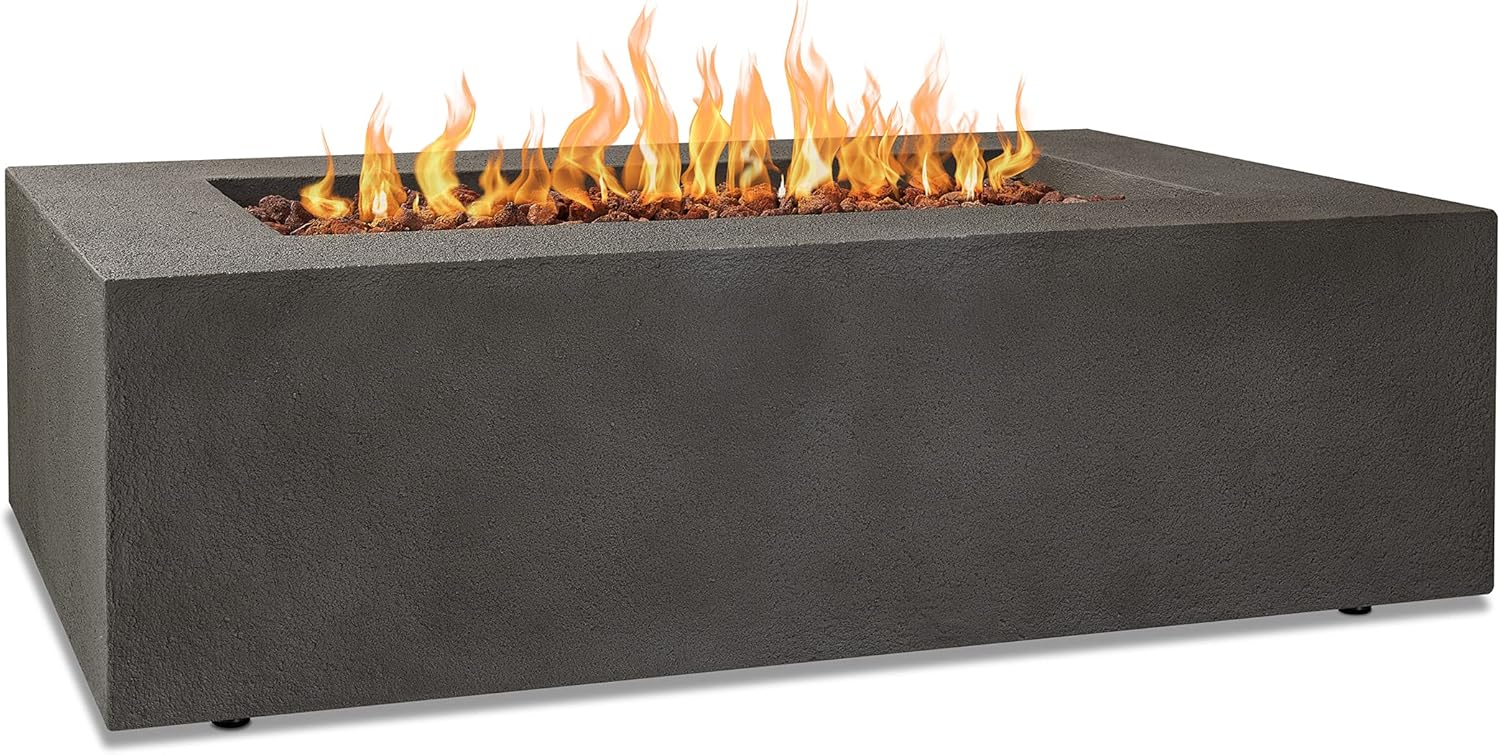 Real Flame Baltic Rectangle Natural Gas Fire Table, Glacier Gray