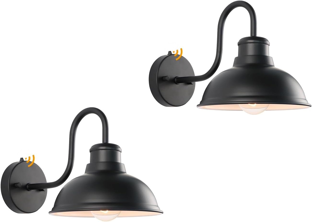 Barn Lights Outdoor Wall Sconces, Dusk to Dawn Exterior Farmhouse Gooseneck Barn Light, Black Outside Wall Mount Light Fixture, 2 Pack Anti-Rust Waterproof Outdoor Light for Porch Garage Patio