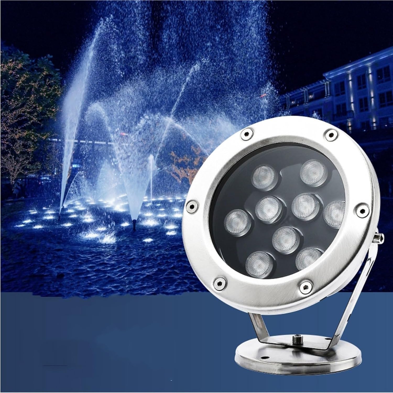 LED Beam Spotlight, IP68 Ground LED Landscape Lights, 12V Ring Fountain LEDs Lamp, 360° Adjustable Angle Underwater LEDs Lights, Pond Light(Warm White,9W)