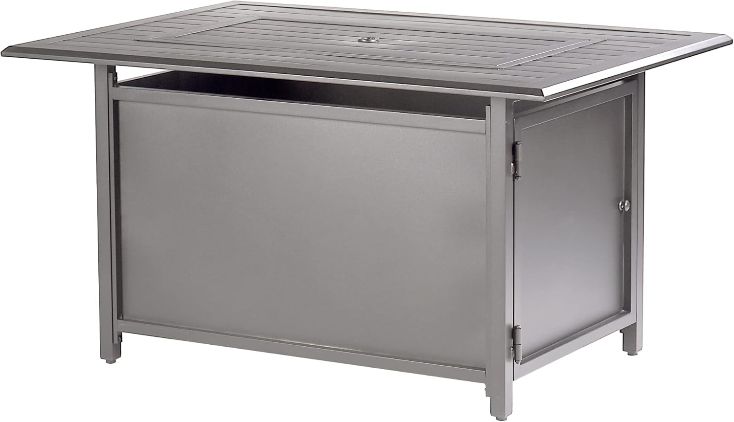 Rectangular 46 in. x 31 in. Aluminum Propane Fire Pit Table, Glass Beads, Two Covers, Lid, 57,000 BTUs in Grey Finish