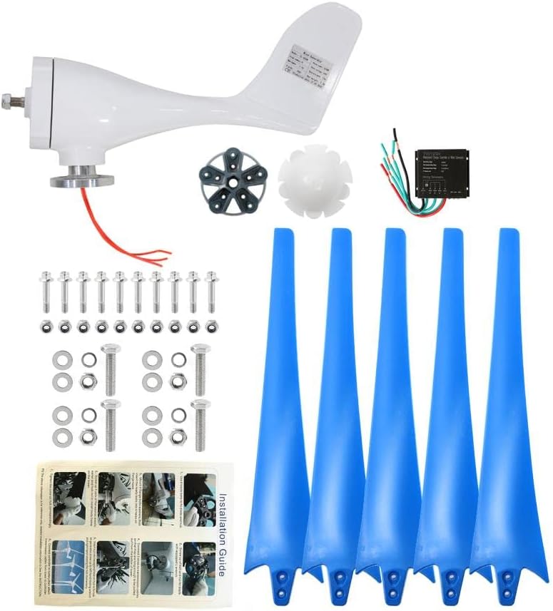 5000W Wind Turbine Generator 5 Blade Low Wind Speed Starting NSK Bearings Garden Wind Turbines with Charge Controller