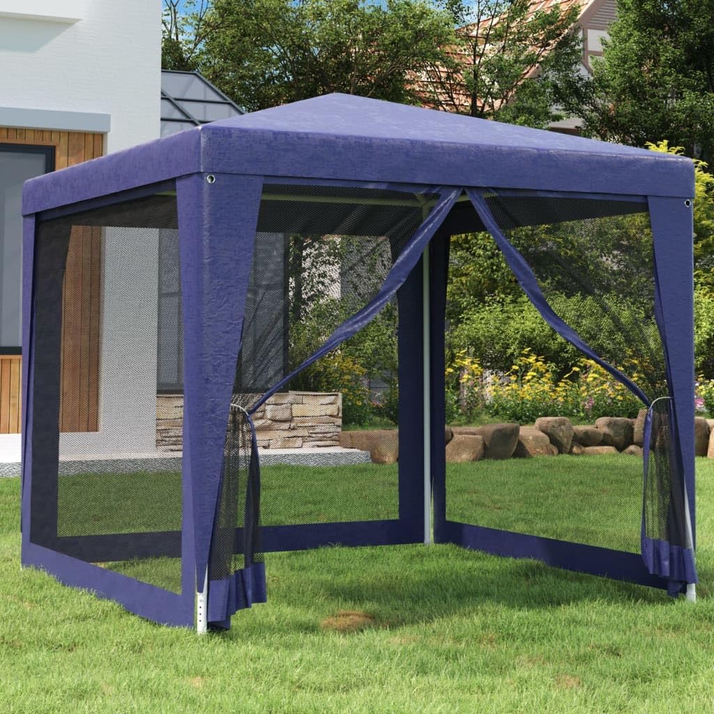 Party Tent with 4 Mesh Sidewalls Blue 8.2'x8.2' HDPE,HDPE Party Tent with Mesh Sidewalls and Sturd Sturdy Frame for Outdoor Events Outdoor Structures, Outdoor Canopies, Gazebos
