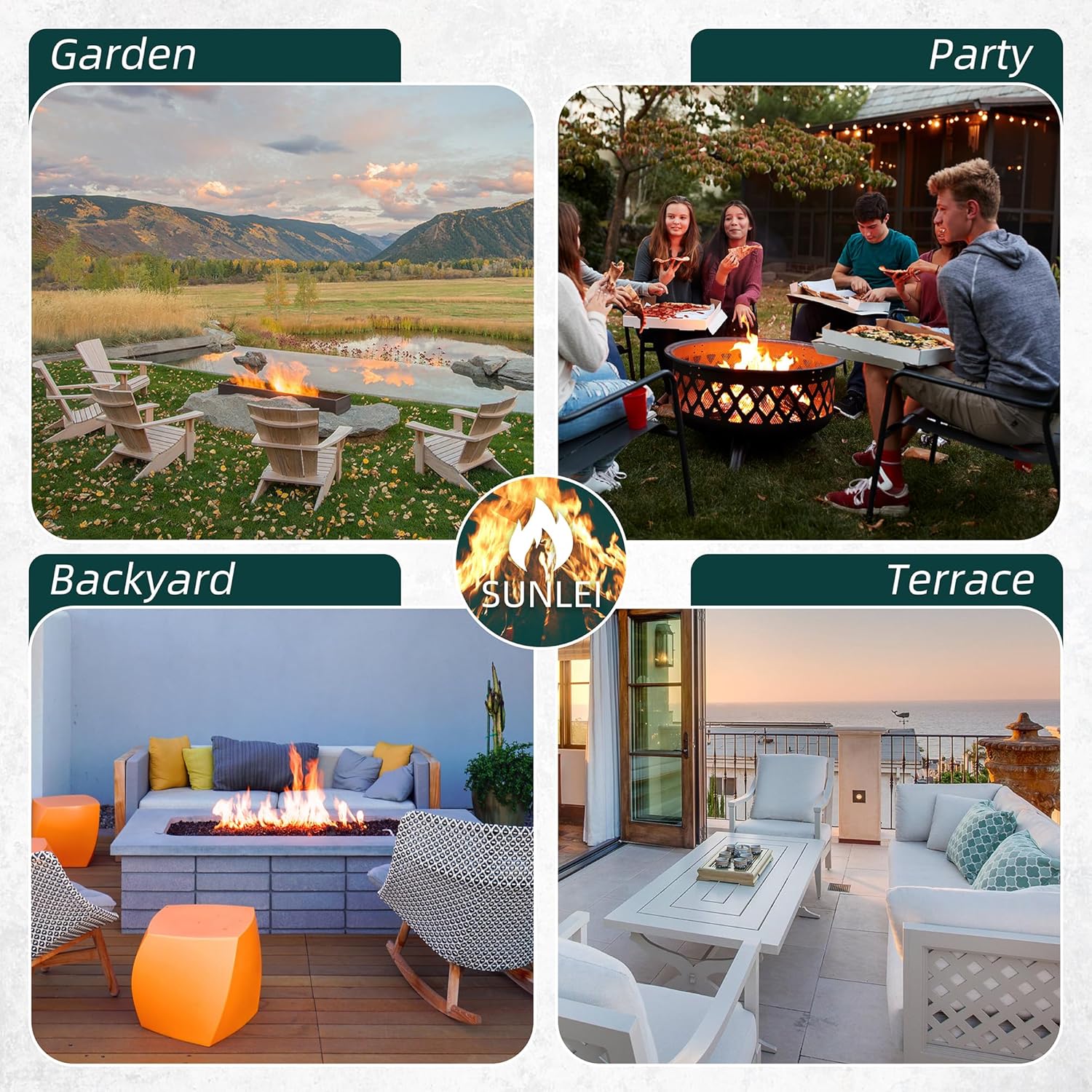 45 inch Gas Fire Pit Table, Patio Outdoor Propane Fire Pits with Removable Lid & Waterproof Cover, 50000 BTU with Lava Rock and Alumium Frame Tables for Patio Garden(Black)