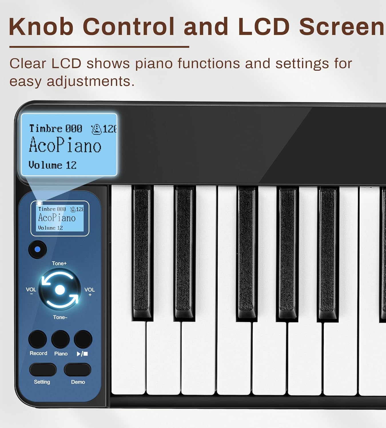 61 Key Folding Piano Keyboard, Semi-Weighted Key Folding Piano, Portable Piano Keyboard, Wireless & MIDI, Foldable Electronic Keyboard Piano for Beginners (Black)