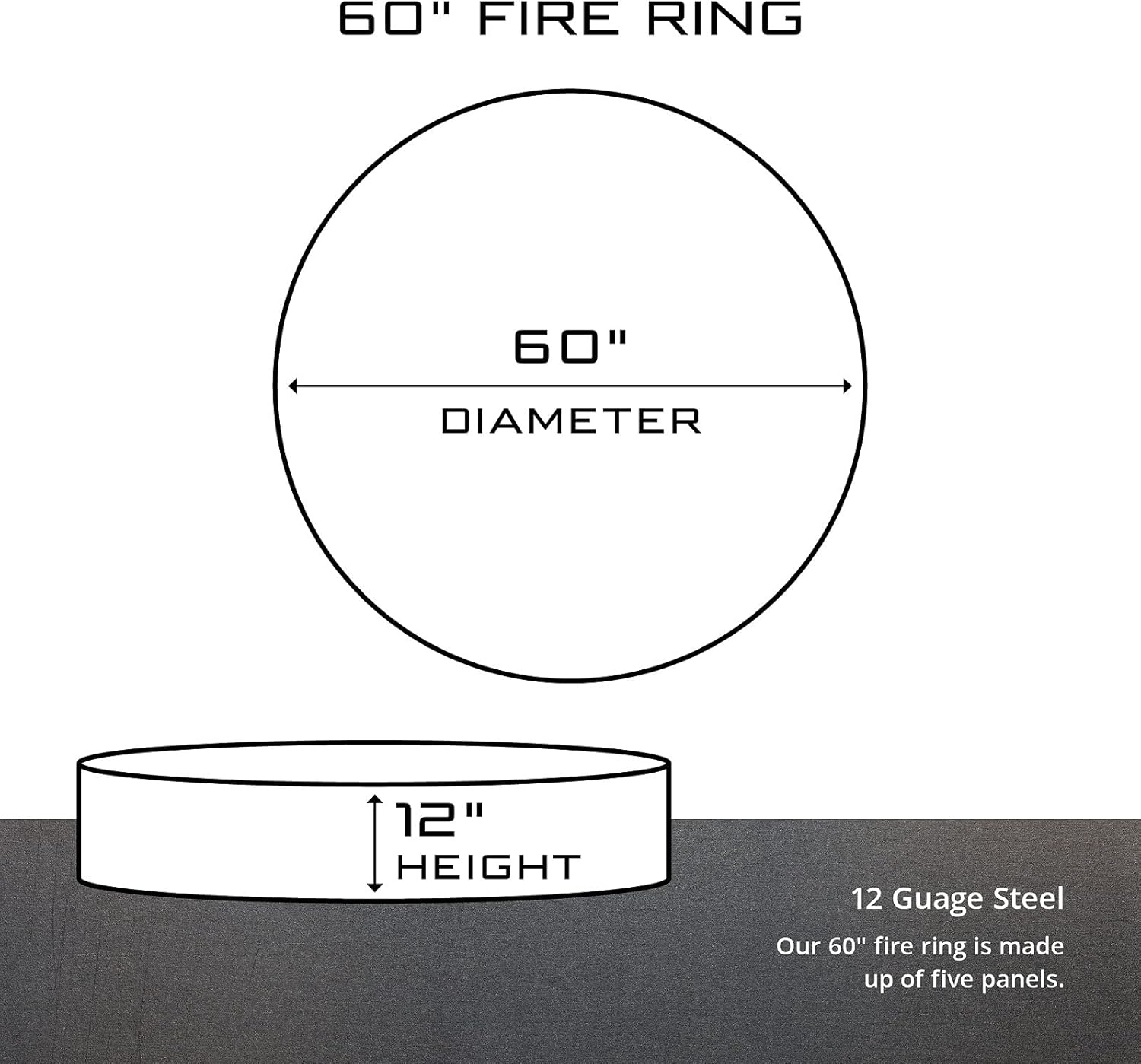 PD Metals LD00760 Lab N Duck Unpainted 12 in. Tall 60 in. Diameter Outdoor Fire Ring - 60 x 60 x 12 in. - Rustic Black Color
