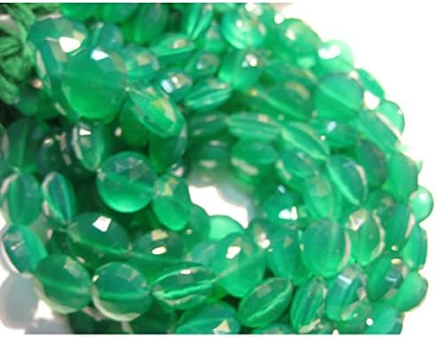 13 inch natural beads strand of 12-14mm faceted coin green onyx gemstone beads for DIY jewelry - necklace, bracelet, earring, ring.