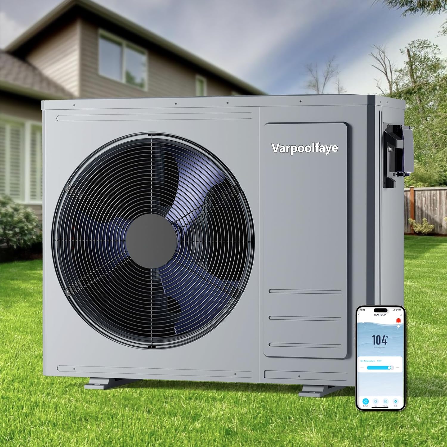 35100 BTU Pool Heat Pump Above Ground Pool Heater 10000 Gallon Electric Pool Heater For Inground Pool 220V WiFi Control Schedule