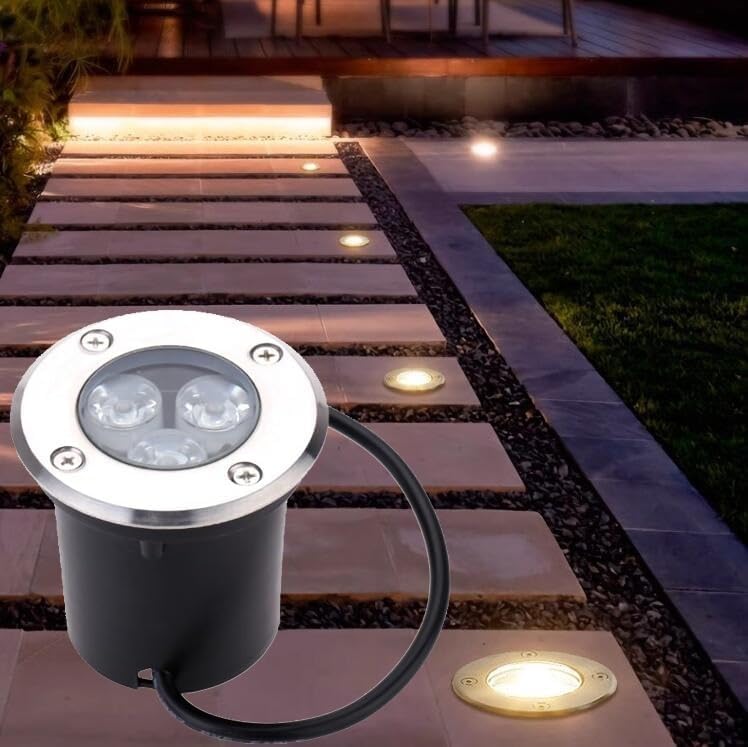 Underground Light LED - Beam Spotlight, 3W Recessed Outdoor Buried Spotlight, IP67 Waterproof LED Walk Over Round Ground Landscape Lights, Decking Lights for Deck Step(RGB,24V)