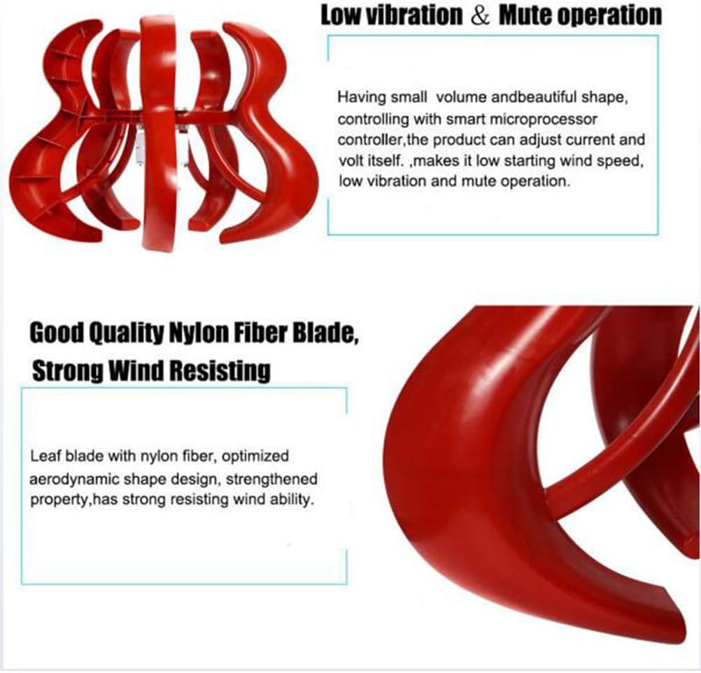 14000W12V Vertical Axis Wind Turbine Generator with Controller & Wind-Assisted Wheel, 5 Blades Wind Power Generator Permanent Magnet Generator for Boats, Gazebos