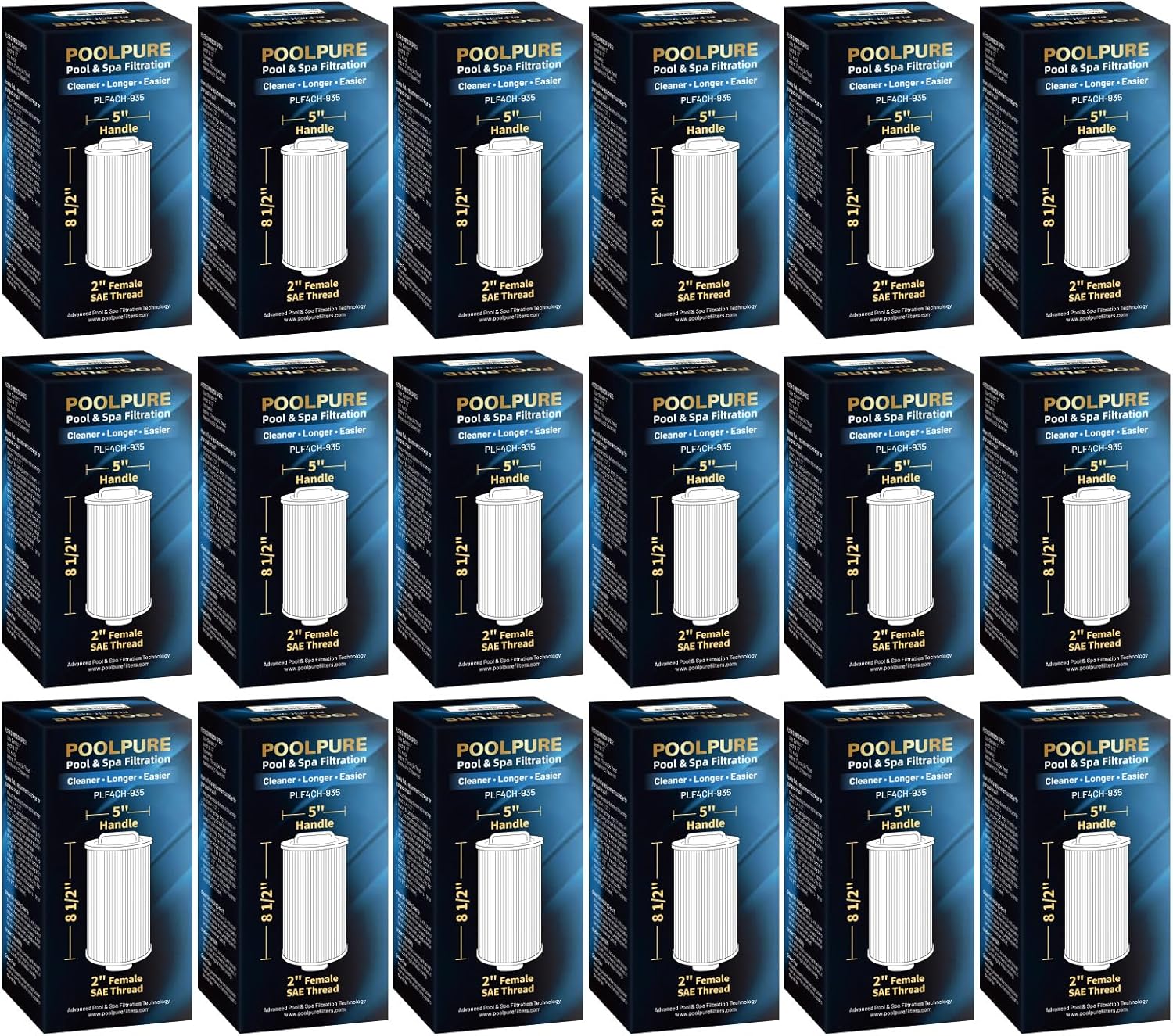 POOLPURE Pack of 18 PLF4CH-935 Spa Filter Compatible with 4CH-935, PWW35L hot tub Filter, 817-4035, FC-0170, SD-01235, PDC580-AFS, X268554, X268535, Waterway Teleweir 35 SF
