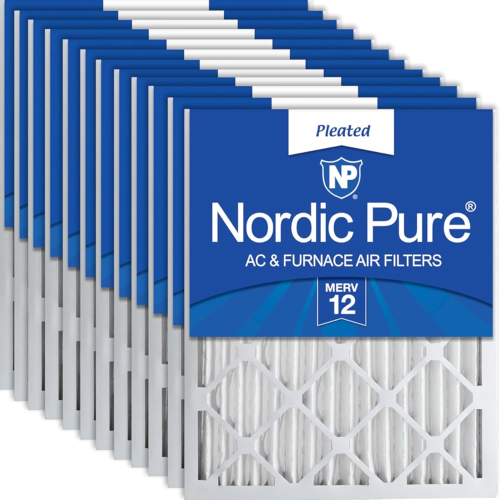 Nordic Pure 12x25x2 (Actual Size: 11 1/2 x 24 1/2 x 1 3/4) Pleated MERV 12 Air Filters 12 Pack