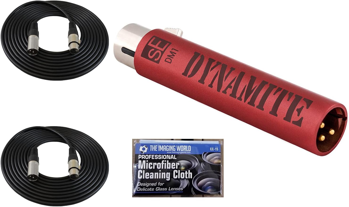 sE Electronics DM1 Dynamite Active Inline Microphone Preamplifier with Two 10' XLR Cables Bundle