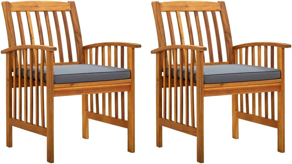 Patio Dining Chairs 2 pcs with Cushions Solid Acacia Wood, for Outdoor Gatherings:Sit Back, Relax, and Enjoy al Fresco Meals or Casual Chats in Style. Outdoor Furniture, Outdoor Chairs