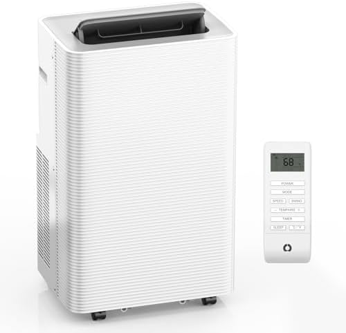 14000 BTU Portable Air Conditioner, 4-in-1 Portable AC Unit with Cooling, Dehumidifying, Fan, w/Sleep Mode, Auto Wind Swing, 24H Timer, LED Display, with Window Kit, Easy Installation & Energy Saving