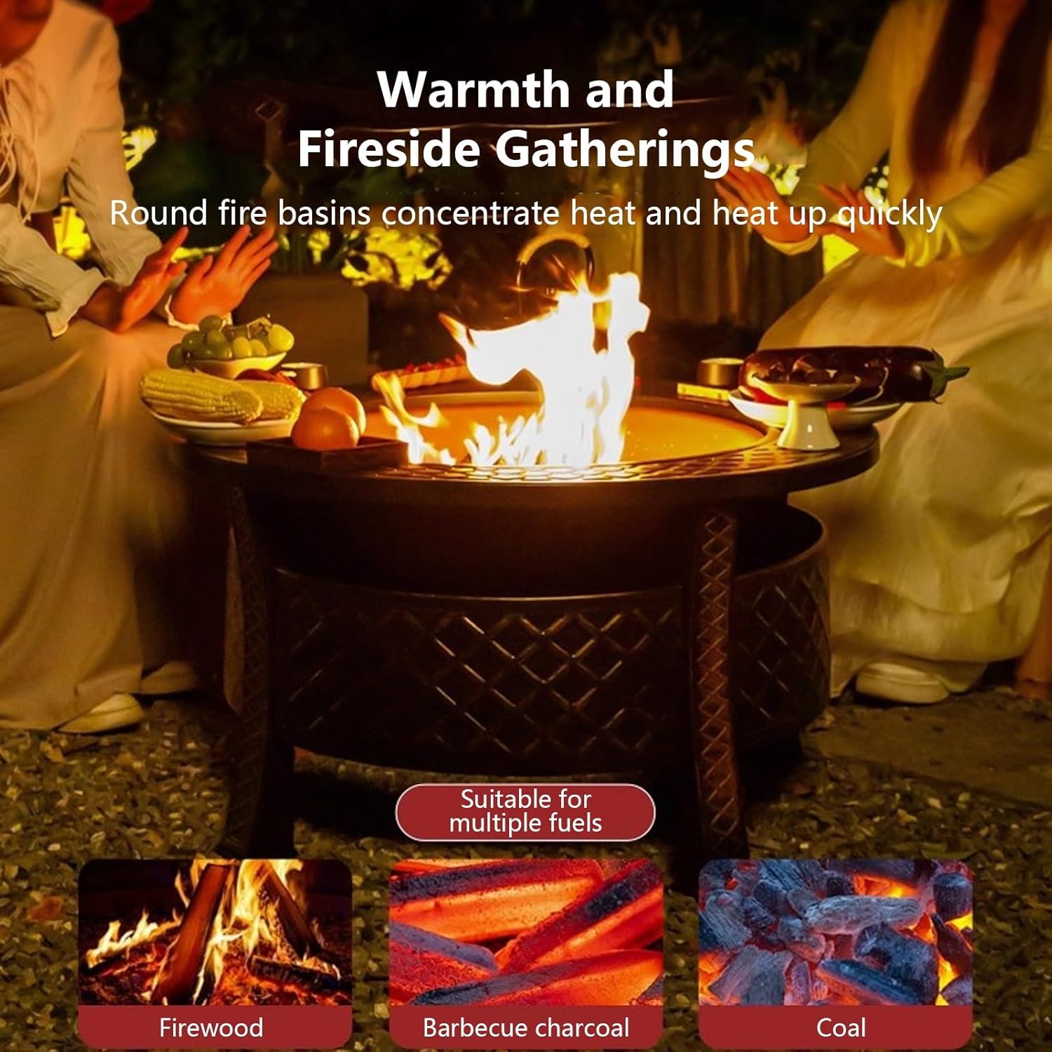 Fire Pit with Grill Large Firepit Table Outdoor Firepit for Yard Patio Bonfire Camping Picnic Party