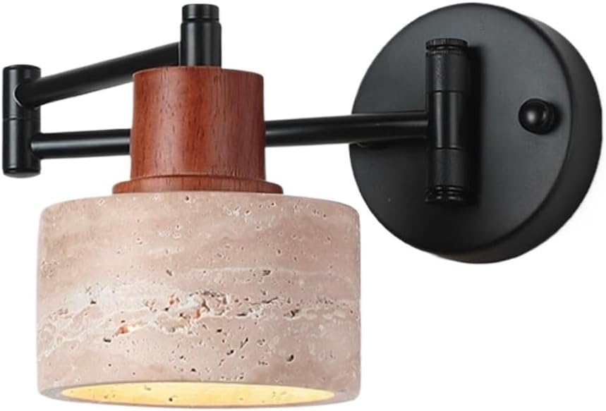 Wall Sconces Indoor Wall Light Fixtures Nordic Modern Wall Sconce Mid Century Simple Rocker Arm Wall Lamp Creative Wood Wall Light Yellow Travertine Wall Mounted Lamp for Aisle Hallway Bedroom Modern