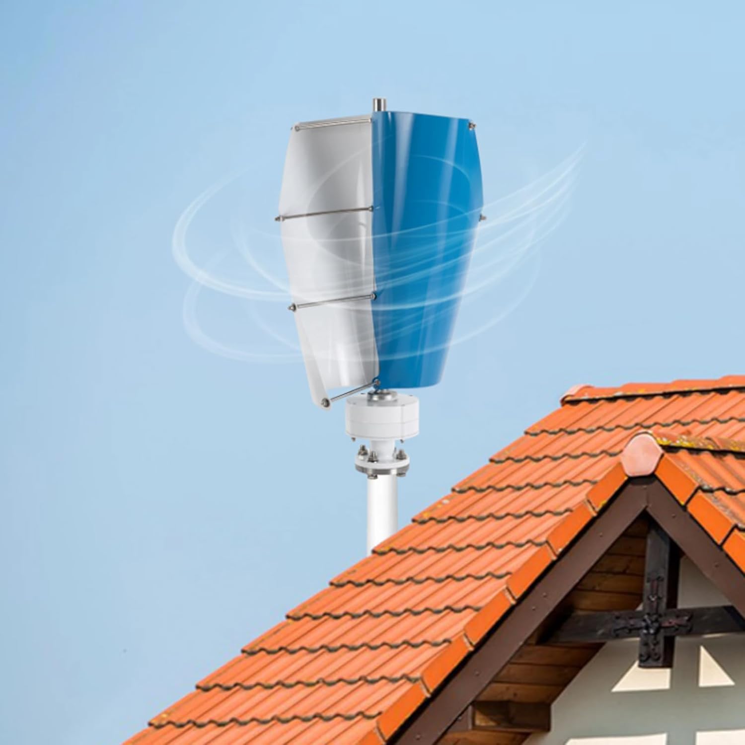 Blue Spiral 2 Blade Wind Turbine Generator Kit, 48V 24V 12V 500W Windmill Wind Generat Kit W/Controller for Home,Street Lighting