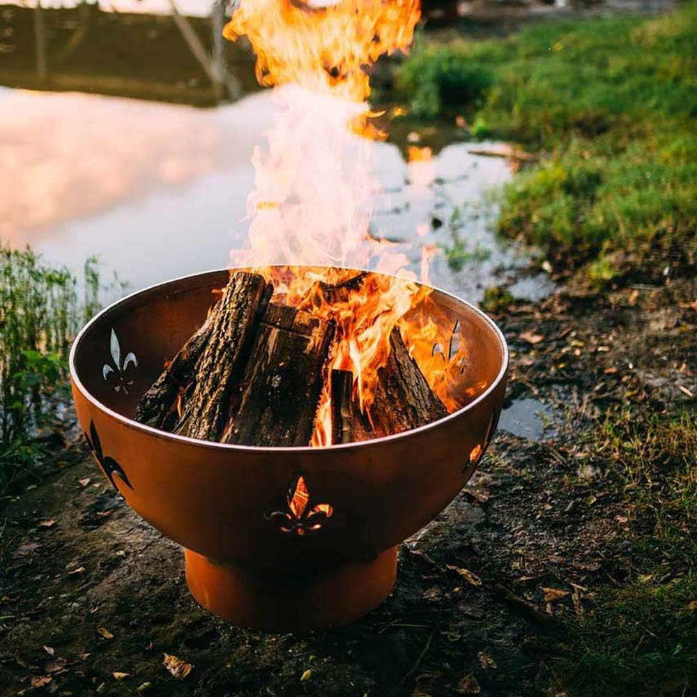 Fire Pit Art Fleur De Lis Wood Fire Pit (Fleur-De-Lis)