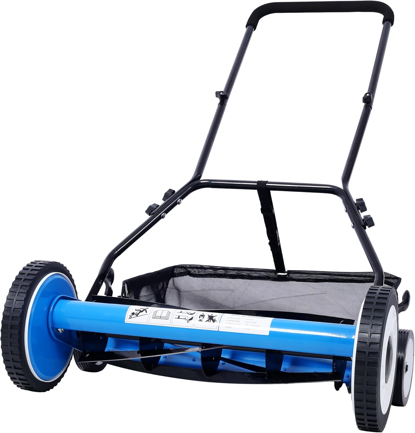 Donext Lawn Mower, 20-Inch 5-Blade Push Reel Lawn Mower with Grass Catcher, Reel Mower with 4 Wheels, Blue
