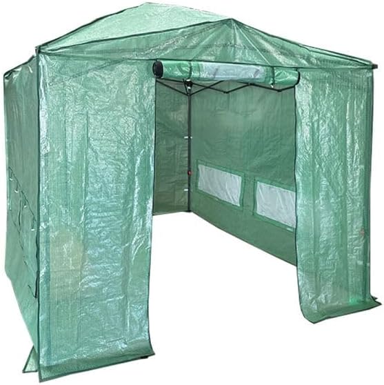 Garden Winds Custom Fit Replacement Cover Compatible with The Eagle Peak GH96EPT-GRN-AZ 12' x 8' Portable Walk in Instant Pop Up Greenhouse Zipper Entry Doors Mesh Side Windows - PE Fabric - Green