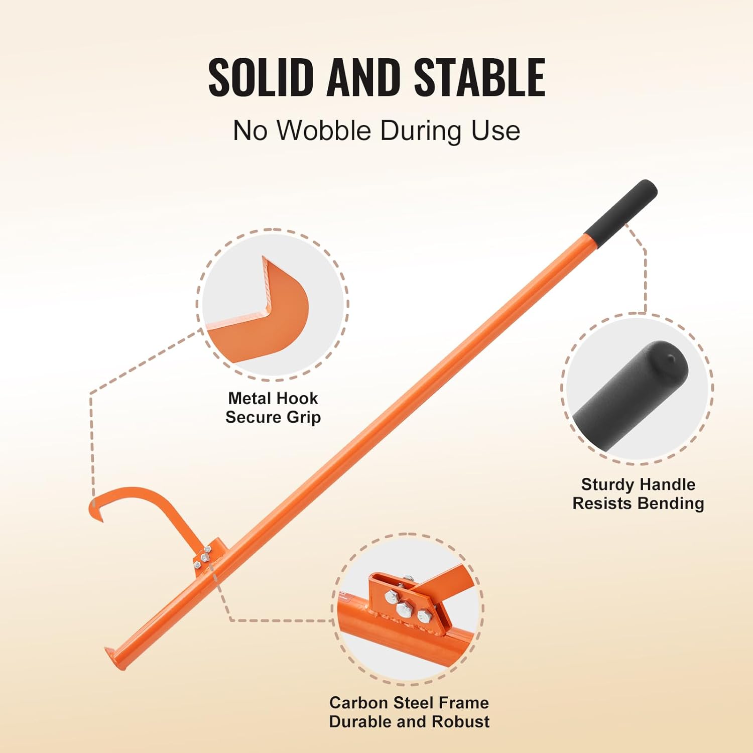 VEVOR 59'' Felled Cant Hook Logging Tool, Adjustable Heavy Duty Steel Log Roller, Log Lifter Timber Jack with Rubber Grip, Forestry Logging Tools for Lifting and Handling Logs up to 32