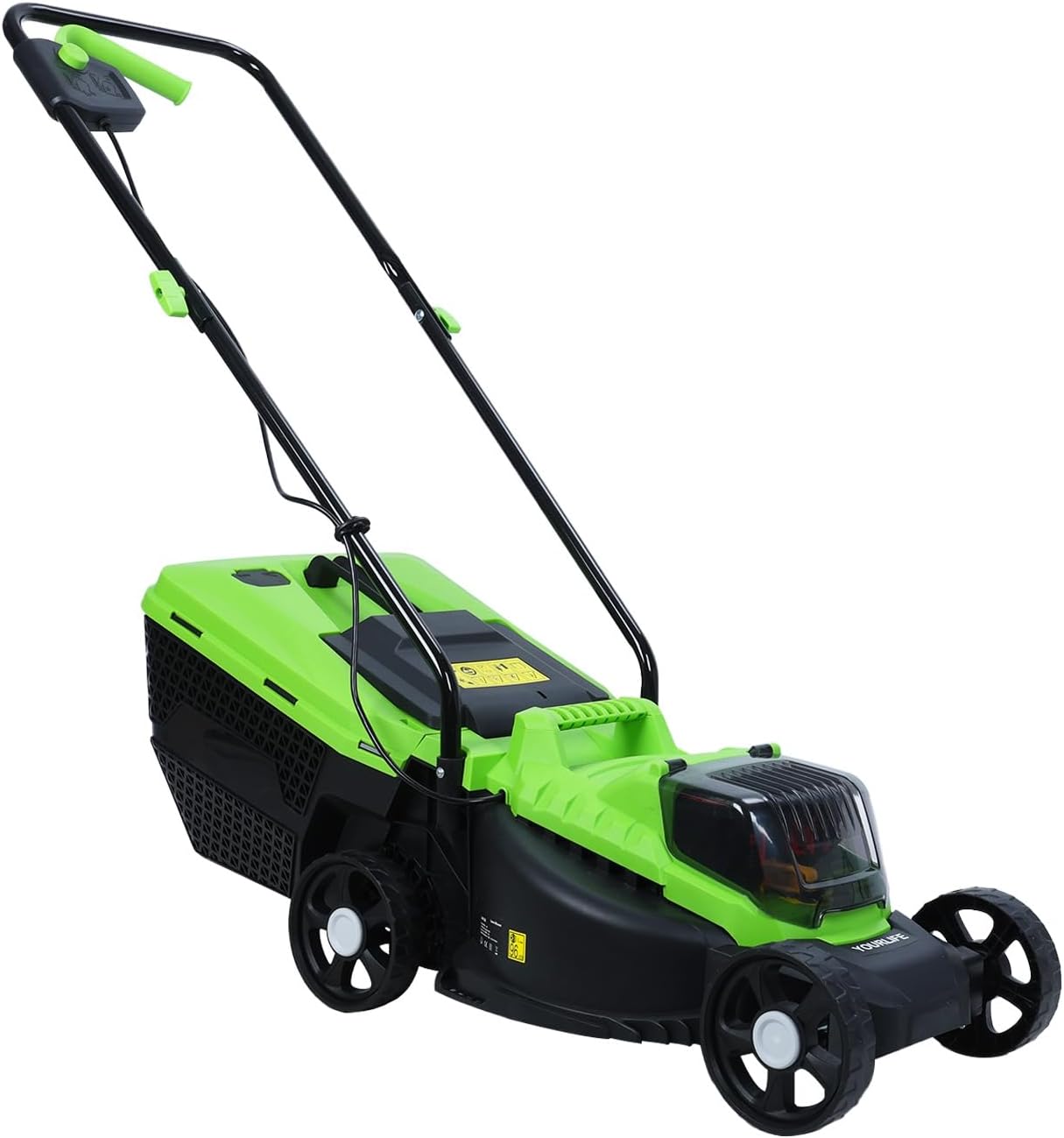 Lawn Mower, Self-Propelled Walk-Behind Cordless Push Mower, 1600W Brushless Motor, 30L Grass Tank, Adjustable Height for Lawn Care Green