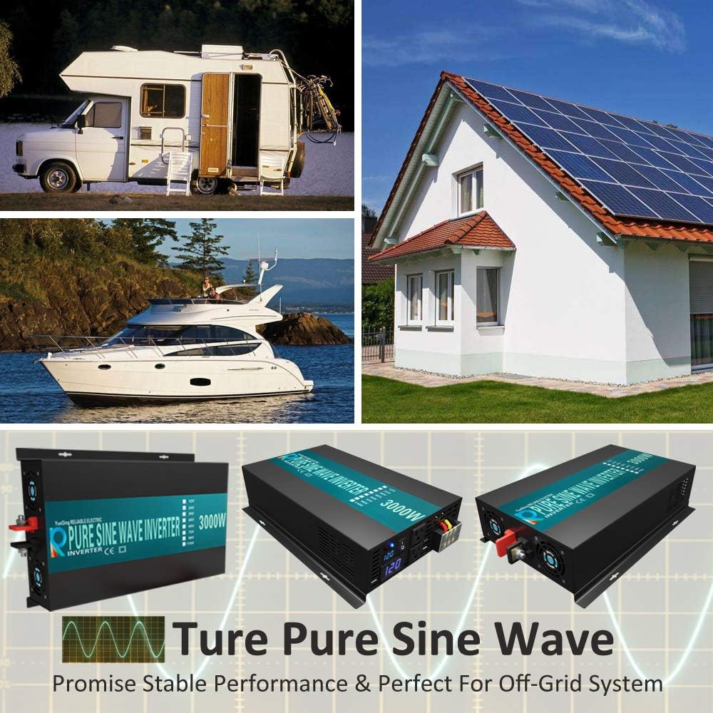 WZRELB RBPRC300012 3000W 12V 110~120V Pure Sine Wave Solar Power Inverter with Remote Control Switch