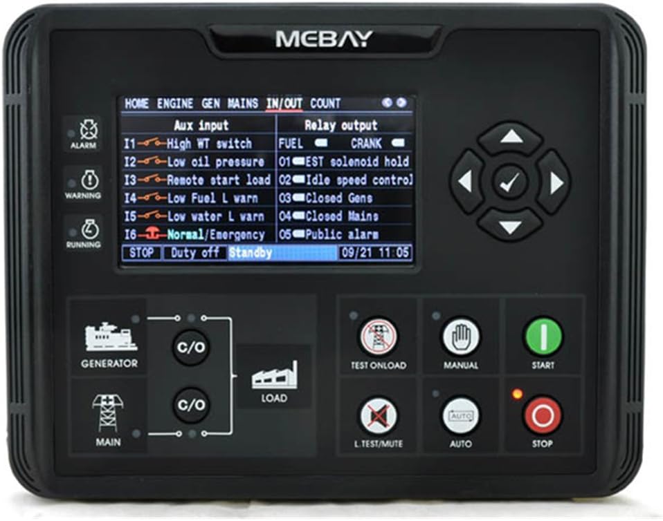 Genset Generator Engine Control Module Panel 4.3 inch LCD Auto Start Stop Controller Monitor Mains Monitor AMF Automatic Switching Control ATS IP54 RS485 USB CAN Port DC 8-36V (DC72DR)