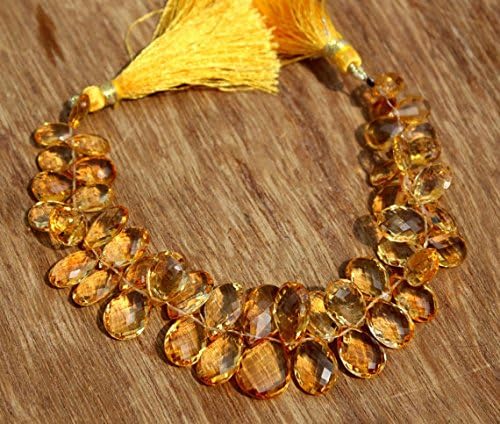 13 inch natural beads strand of 7-17mm faceted pear citrine gemstone briolletes beads for DIY jewelry - necklace, bracelet, earring, ring.
