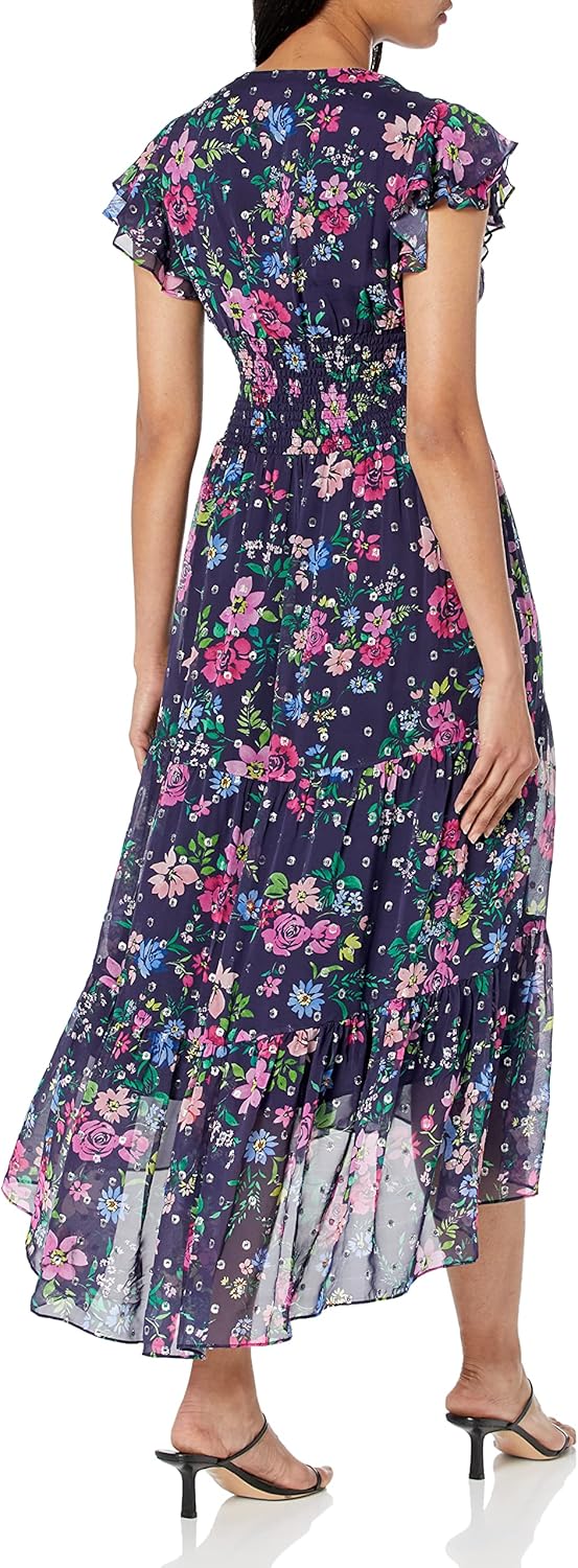 Shoshanna Women's Neal V-Neck High-Low Midi Dress