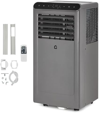 GarveeHome 8,000 BTU Portable Air Conditioners with Dehumidifier & Fan, Standing Air Conditioner Cools Up to 350 Sq.Ft., Smart Mode, Remote, Auto Swing, 24H Timer, Include Installation Kits, Grey