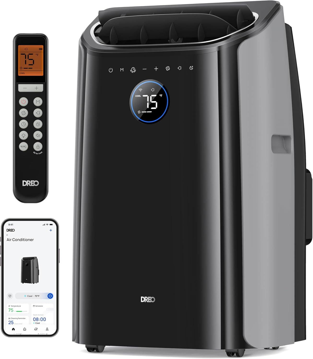 Dreo Portable Air Conditioners, 12,000 BTU AC Unit for Bedroom with Drainage-free Cooling, 46dB Quiet, APP/Voice/Remote, 24h Timer with Fan & Dehumidifier, Smart Standing AC for Room Indoors, AC515S