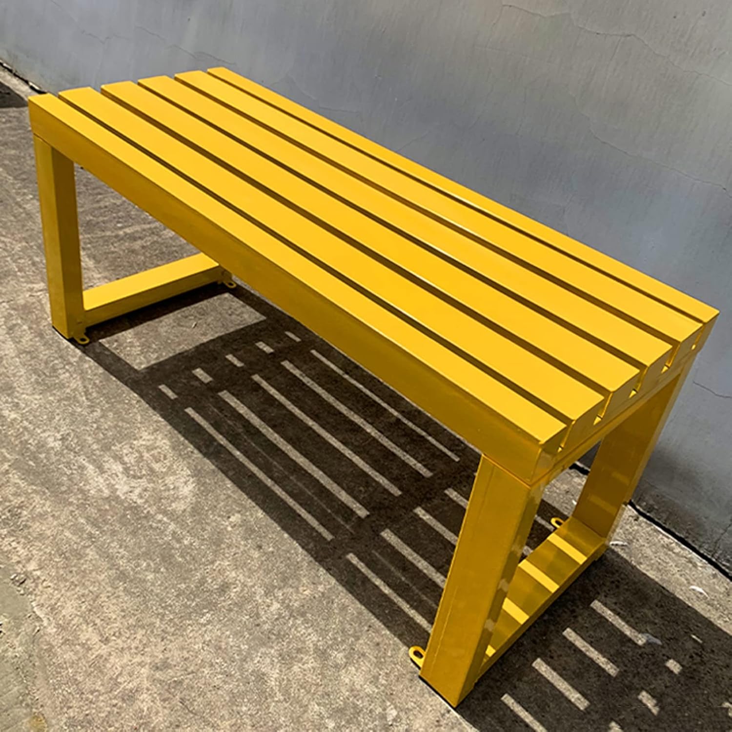 Yellow Outdoor Metal Bench - Durable Slatted Garden & Patio Seating for Picnic, Yard, Front Porch & Backyard Decor - 180cm/70.8in Furniture