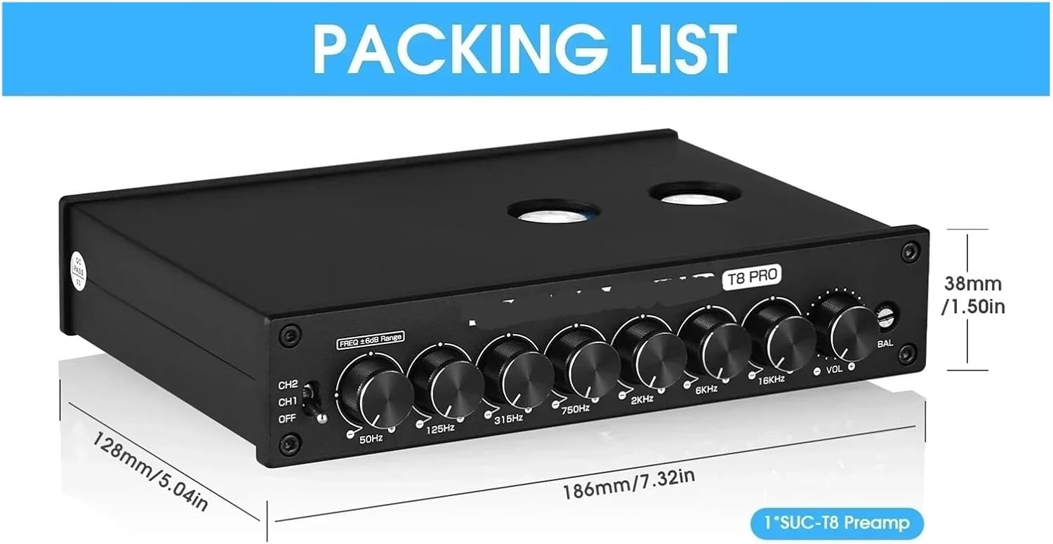 HiFi Tube Stereo Balanced XLR/Preamplifier 7 EQ Equalizer Desktop Headphone Amplifier