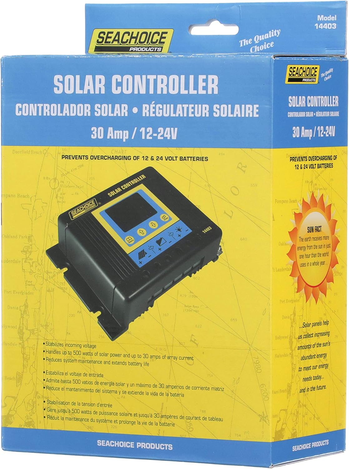 Seachoice Solar Controller, 30 Amp, for Use with Solar Panels 9 Watts and Larger