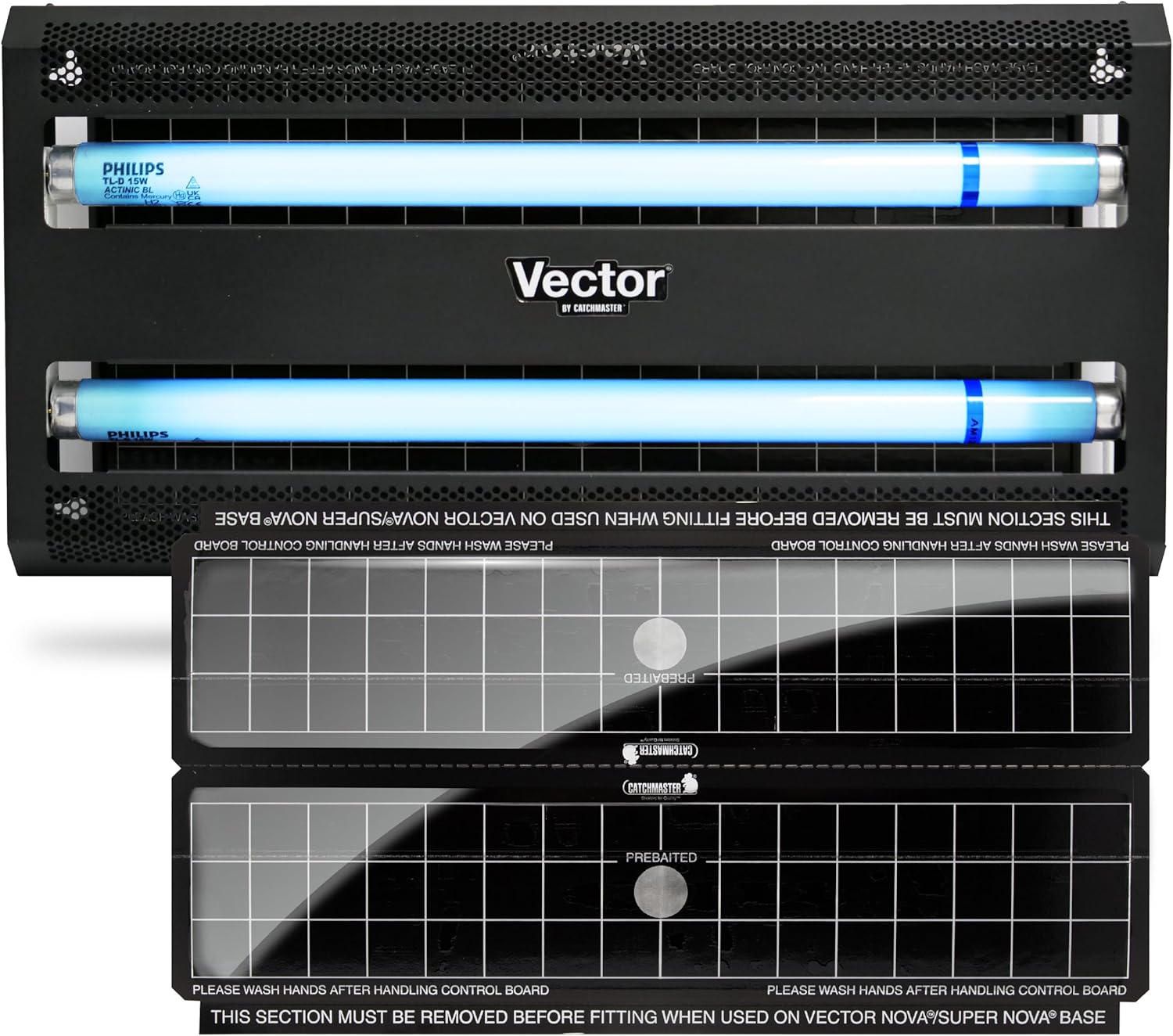 Catchmaster Vector 30 Black, UV Light Fly Traps Indoor for Home, Electric Gnat Traps for House Indoor, Shatterproof Bulbs UV Lamp Insect & Mosquito Killer, Silent Bug Light for Kitchen, Shed, Garage