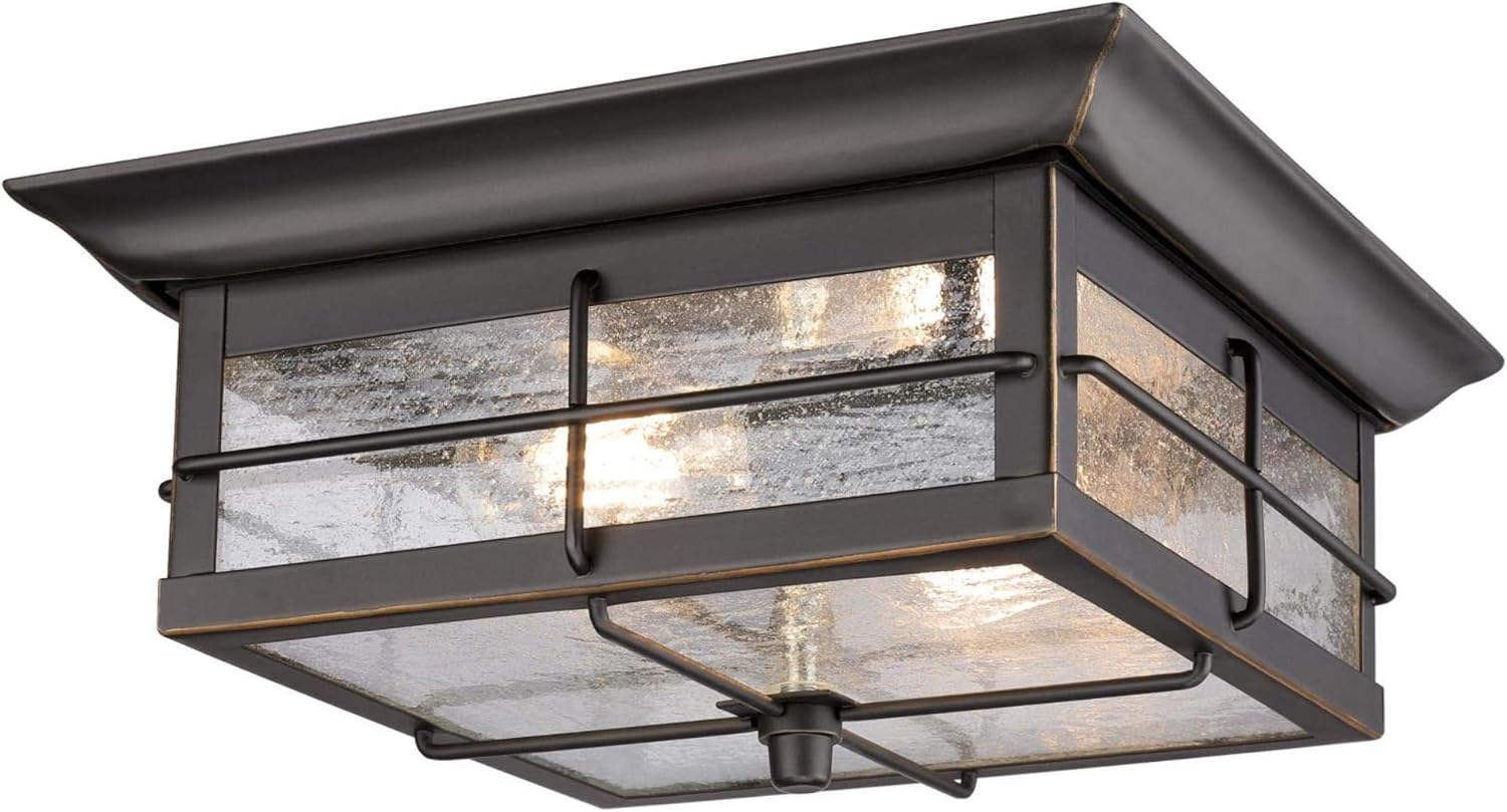 Westinghouse 6578400 Orwell 2 Light Outdoor Flush Mount Fixture in Oil Rubbed Bronze and Clear Glass, 6578400