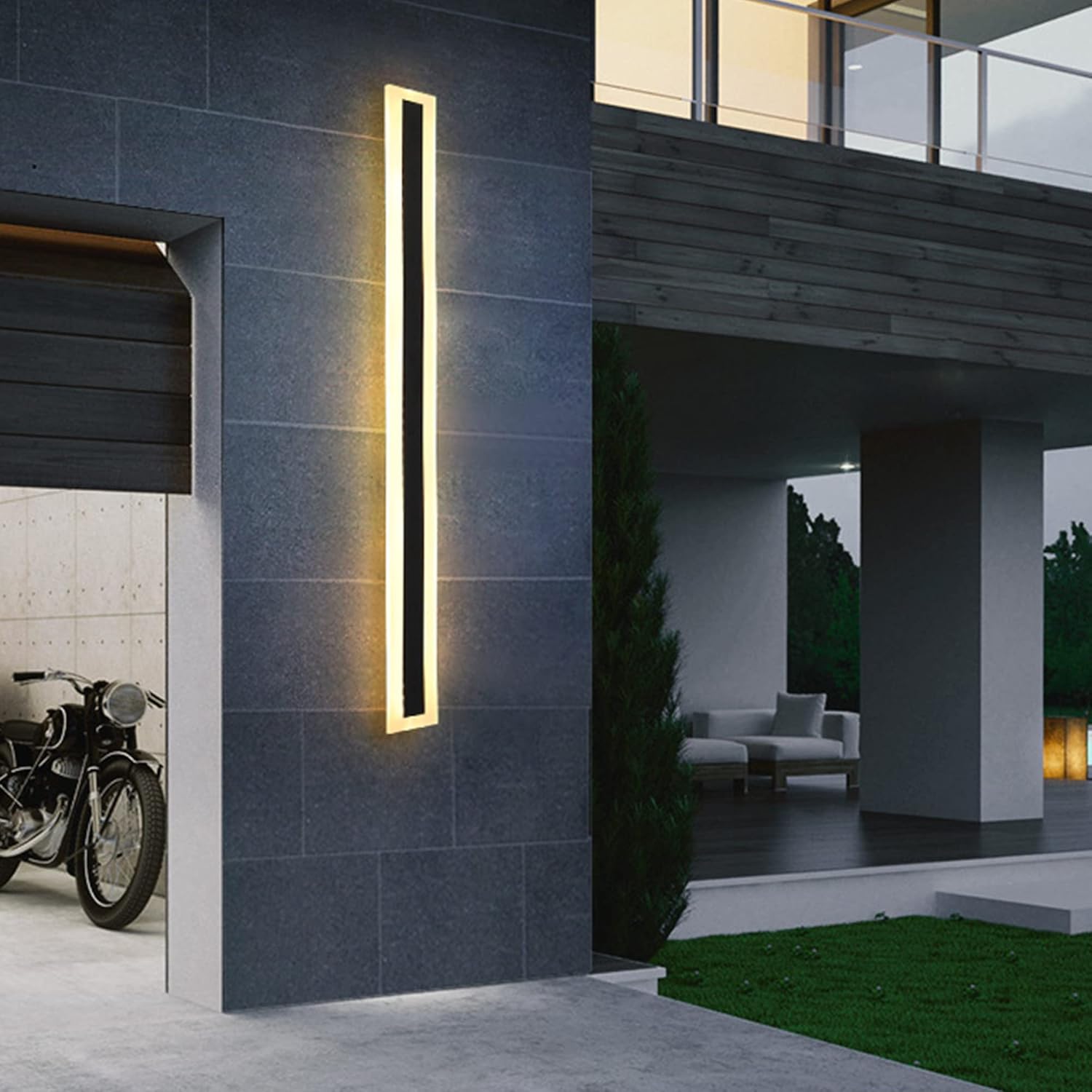 Led Long Strip Wall Lights Outdoor Wall Sconce Fixture Rectangular Modern Wall Lighting Fixture Lamps - Ip65 Anti Rust Waterproof,Warm Light, 90Cm 24W-Warm Light-180cm 38W (Warm Light 150cm 32W)