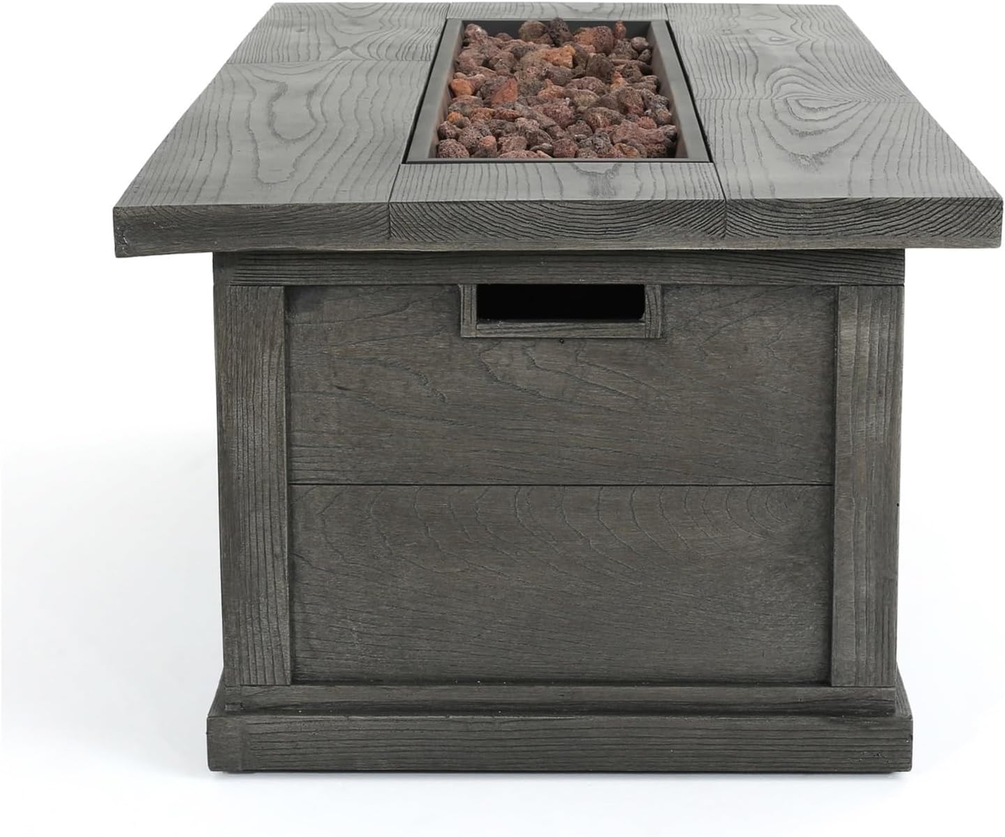 56-Inch Rectangular Propane Fire Pit Table, 50,000 BTU, MgO Concrete with Wood Grain Finish, Outdoor Patio Heater for Backyard, Garden, and Deck, No Assembly Required, Propane fire Pit, Outdoor