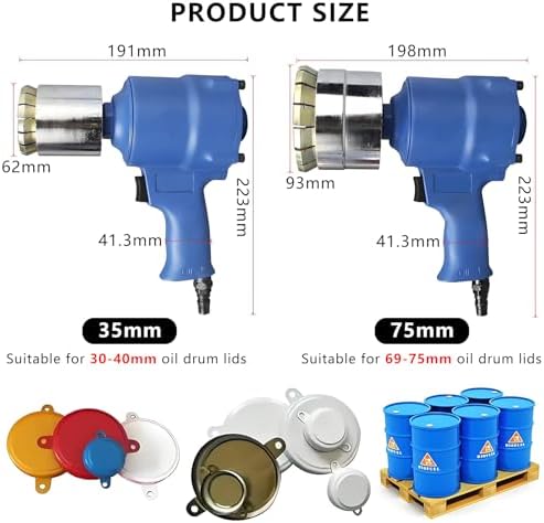 200L Pneumatic Oil Barrel Crimper - Handheld Drum Sealing Machine for Paint Barrels, Φ35mm & Φ75mm Capping Tool, 1300Lbs Pulling Force, Industrial Quality