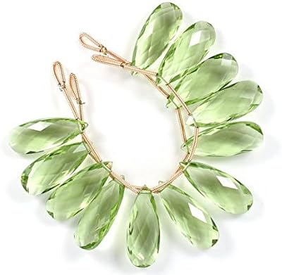 10x25mm 3 matched pairs green amethyst color quartz microfaceted large pear pair briolette