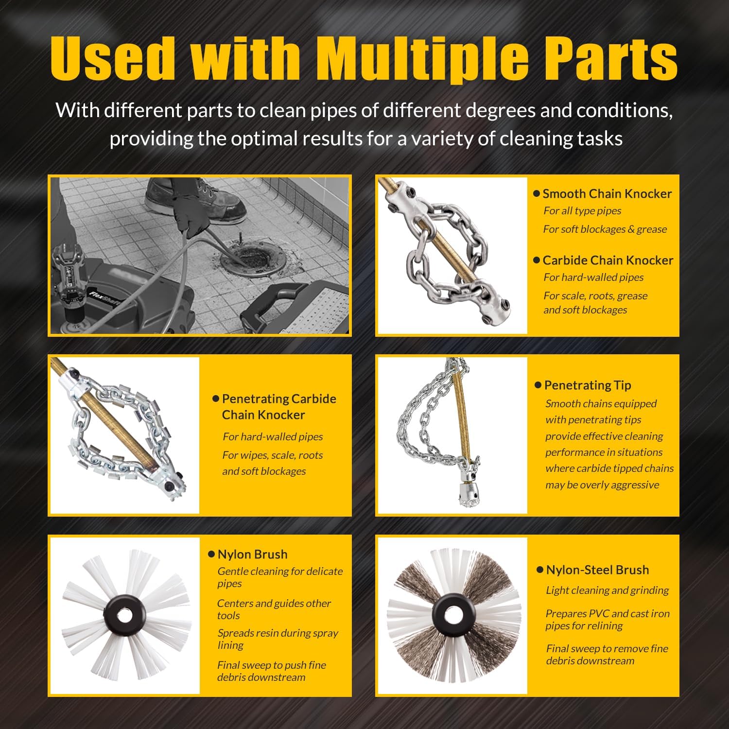 Replacement for FlexShaft Cable Assembly 64343 K9-102, 1/4” x 50 ft with Sheath and Couplings, Compatible with RIDGID K9-102 Drain Cleaning Machine for 1-1/4” to 2” Pipes