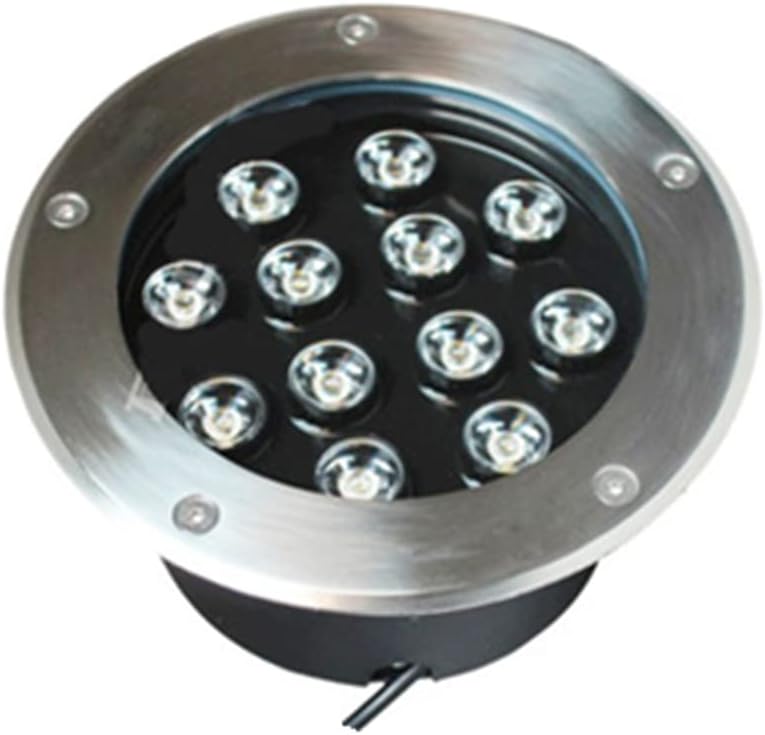 2pcs/lot AC220V/12V 9w/12w LED Round Inground Lamp 304 Stainless Steel Cover Red/ Yellow/ Blue/ Green / Purple Light IP67 Waterproof LED Embedded Spotlight Luopan Outdoor Lighting ( Size : 9w-12V-whit