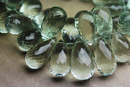 25 beads,super rare natural green amethyst faceted drops shape briolettes size 12-14mm