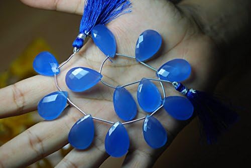 6 match pair - sky blue chalcedony faceted pear briolettes 16x25mm large size